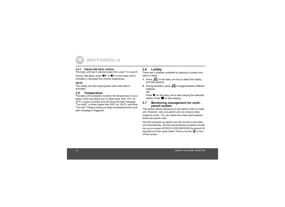 1 adjust talk back volume, System | Motorola MBP20 User Manual | Page 12 / 23