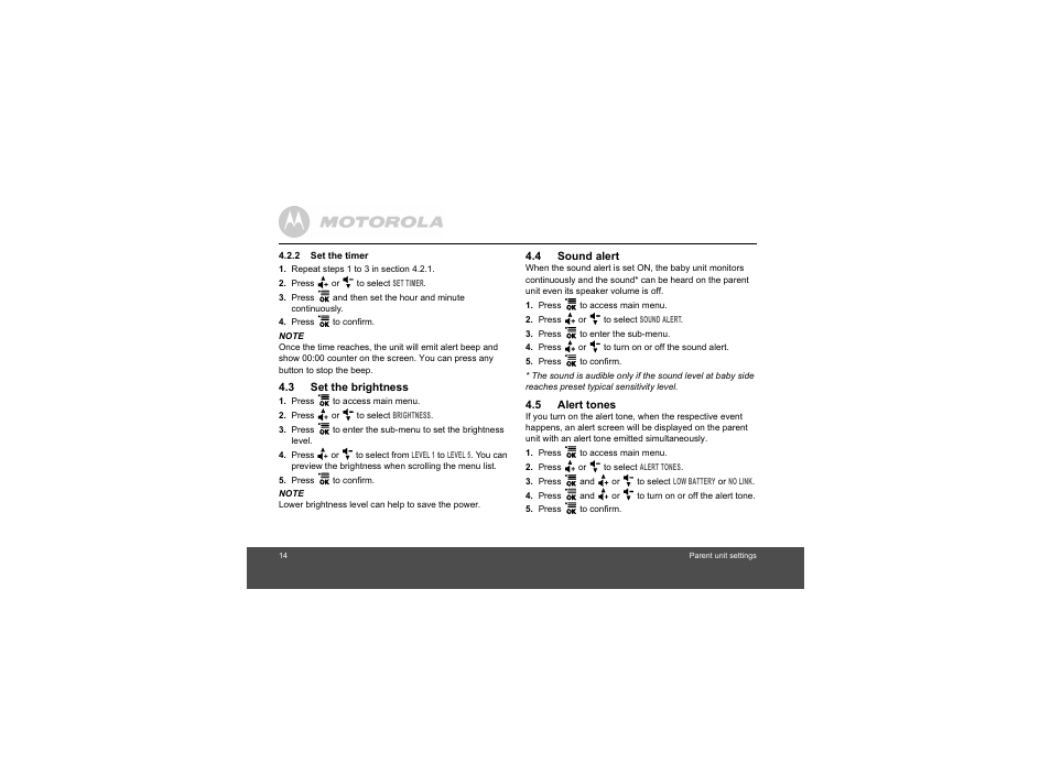 2 set the timer | Motorola MBP20 User Manual | Page 14 / 23