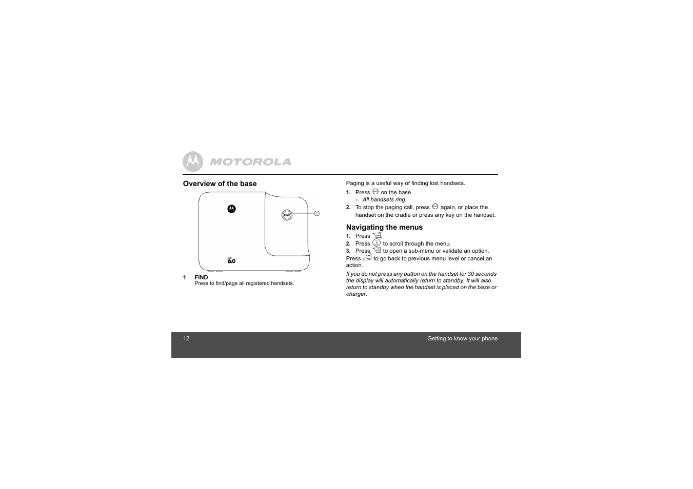 Motorola L305 User Manual | Page 12 / 43
