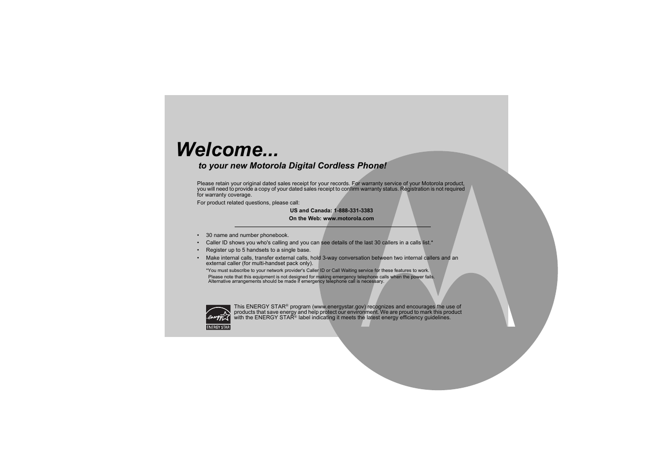 Welcome | Motorola L305 User Manual | Page 2 / 43