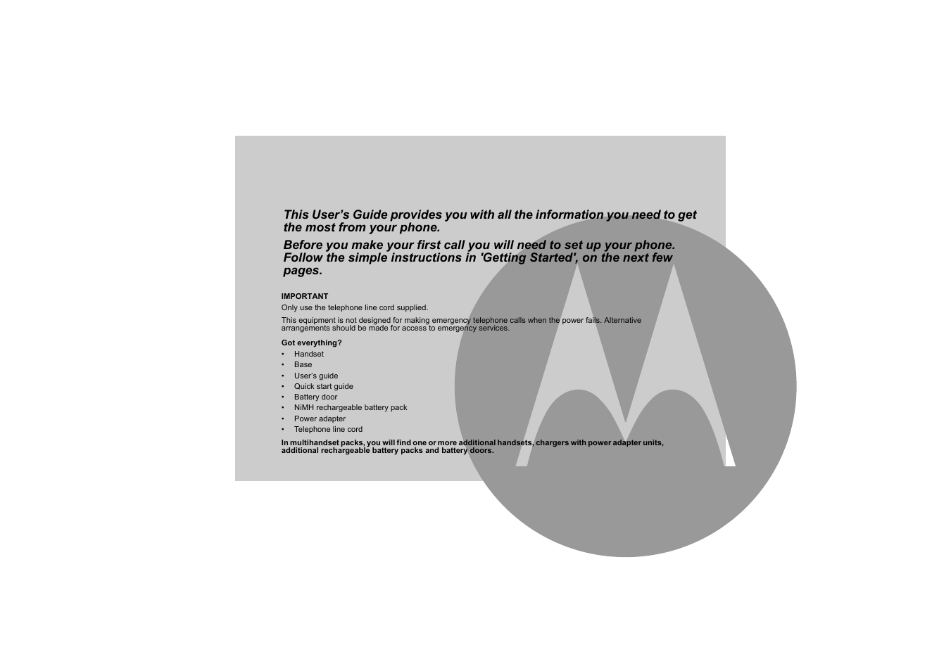 Motorola L305 User Manual | Page 3 / 43