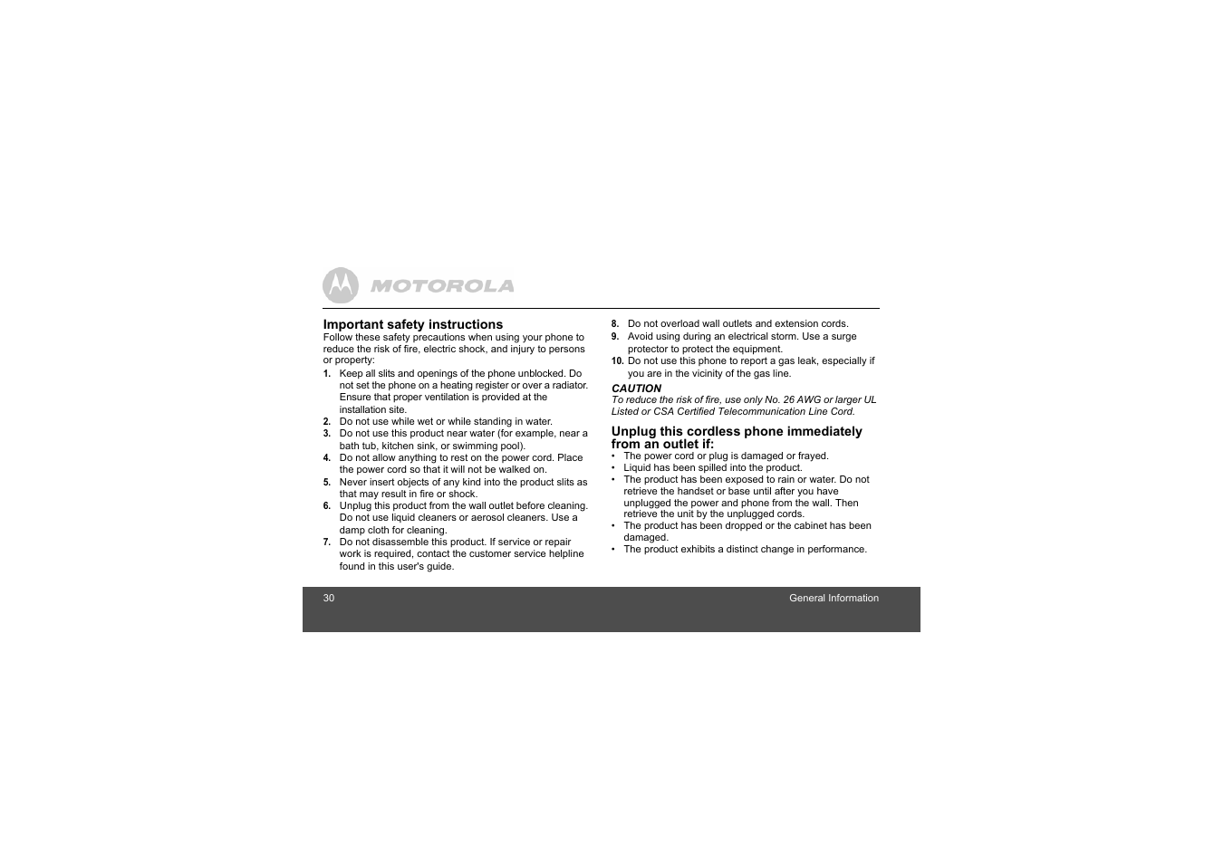 Motorola L305 User Manual | Page 30 / 43