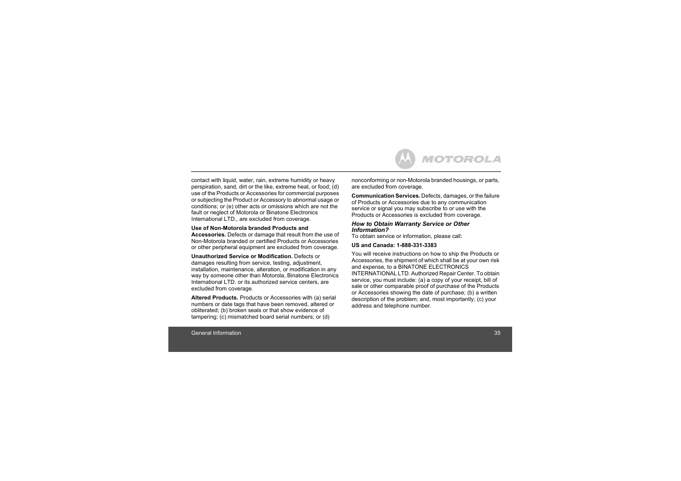 Motorola L305 User Manual | Page 35 / 43