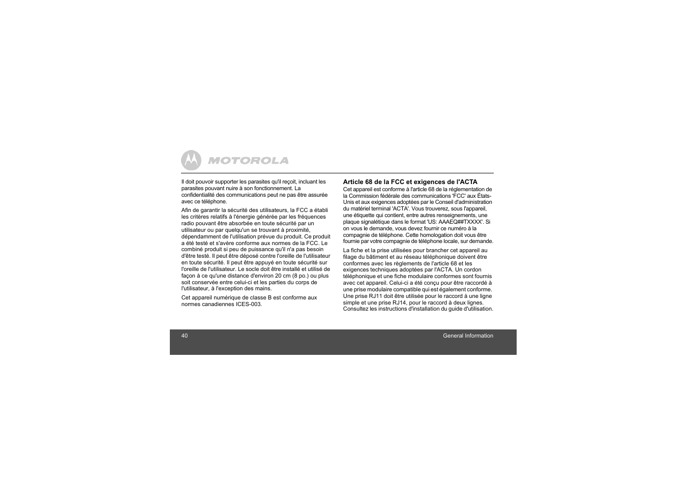 Motorola L305 User Manual | Page 40 / 43