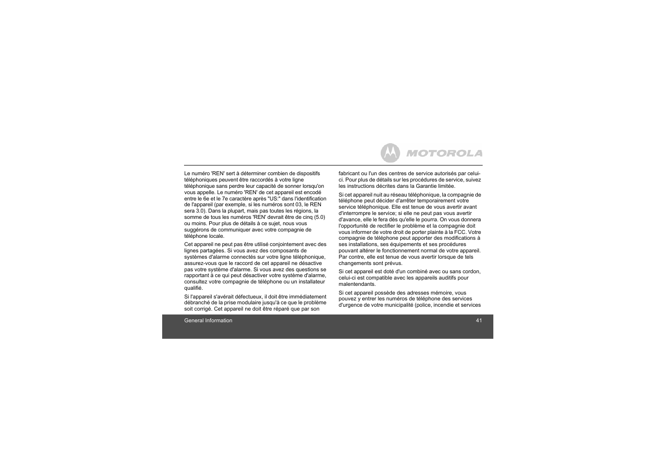 Motorola L305 User Manual | Page 41 / 43