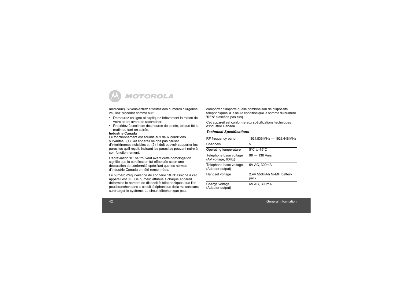Motorola L305 User Manual | Page 42 / 43