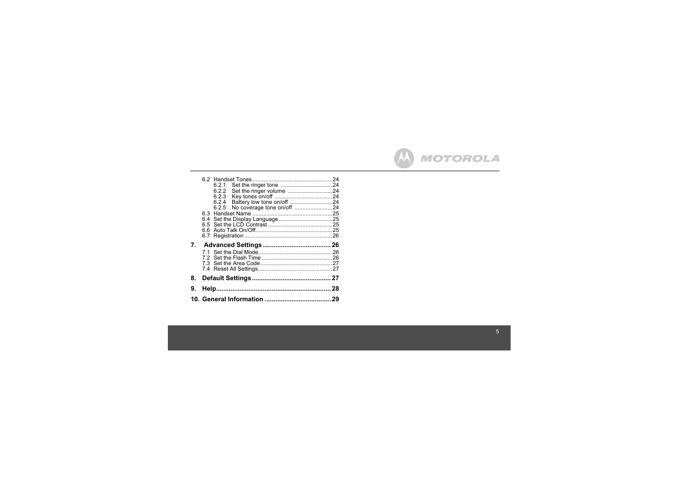 Motorola L305 User Manual | Page 5 / 43