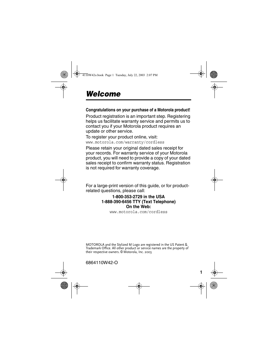 Welcome | Motorola MD670 Series User Manual | Page 3 / 60