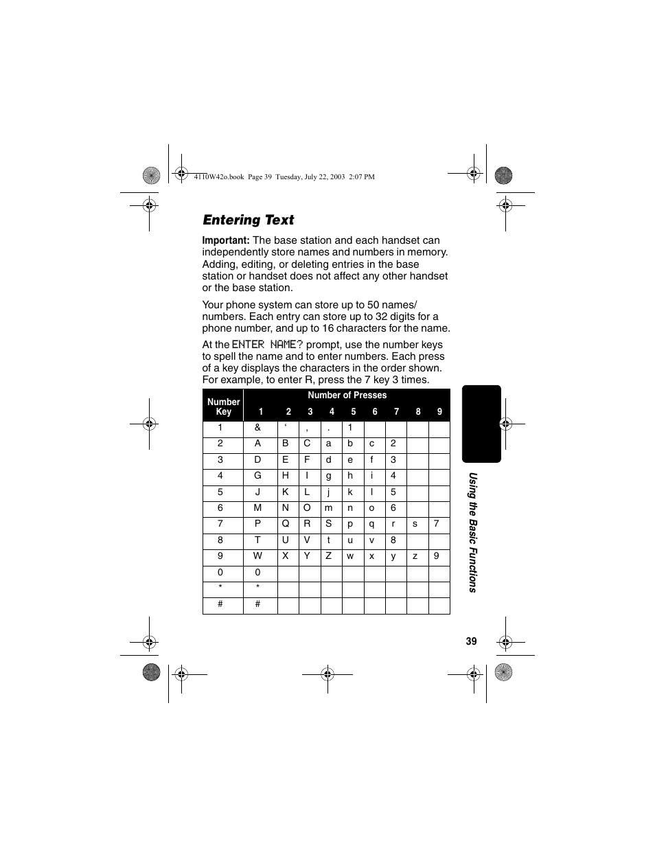 Entering text | Motorola MD670 Series User Manual | Page 41 / 60