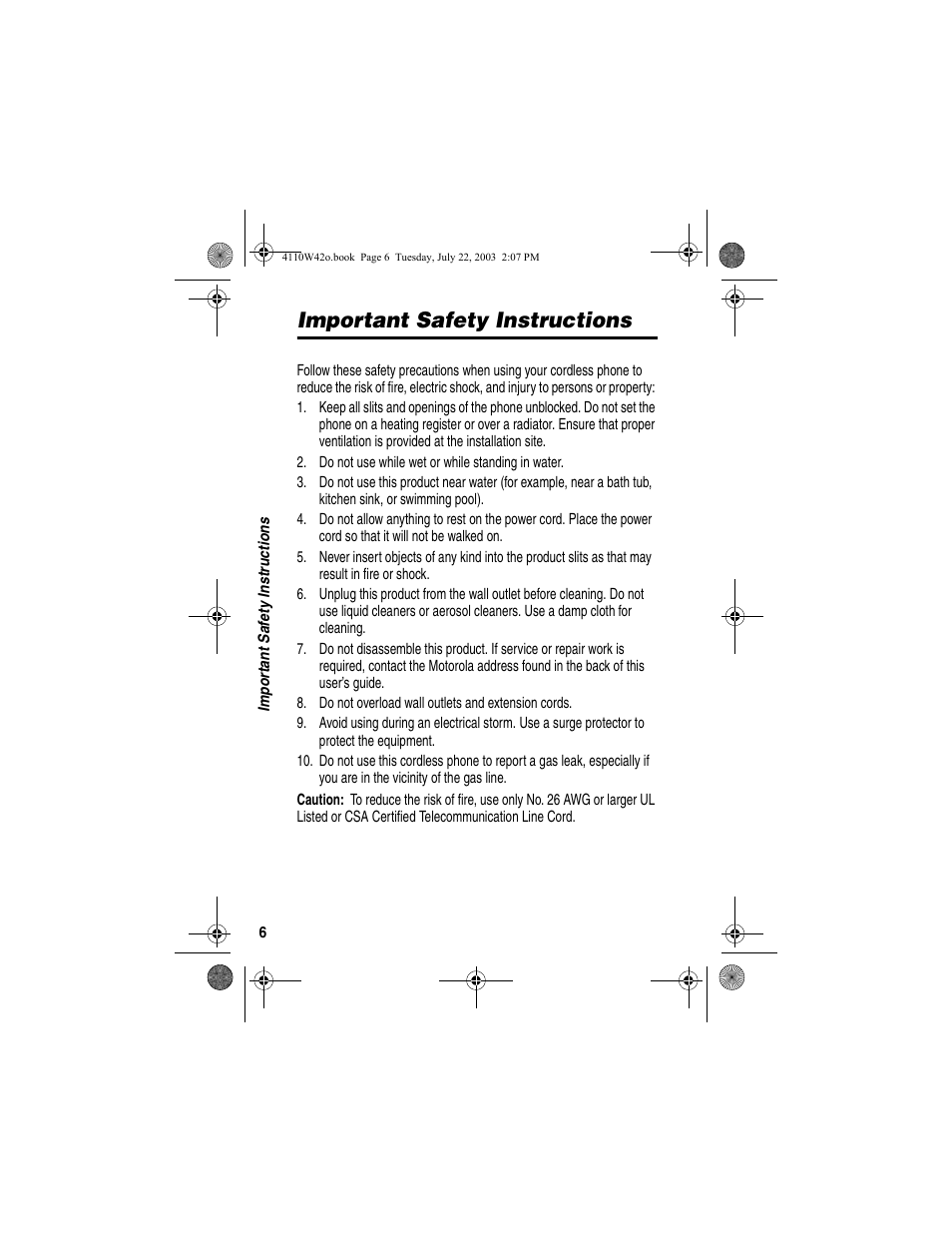 Important safety instructions | Motorola MD670 Series User Manual | Page 8 / 60