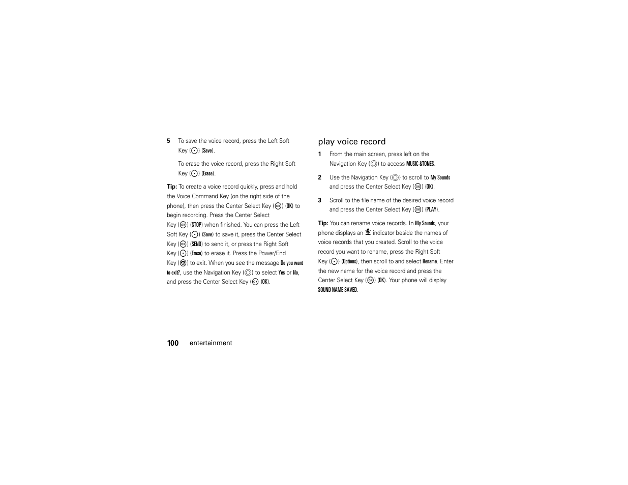 Play voice record | Motorola ADVENTURE V750 User Manual | Page 102 / 334