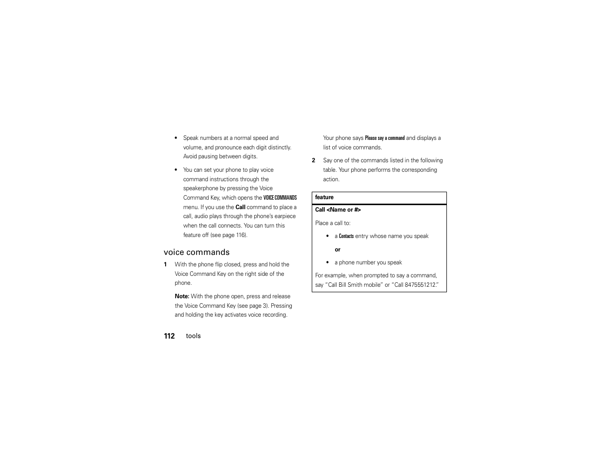 Voice commands | Motorola ADVENTURE V750 User Manual | Page 114 / 334