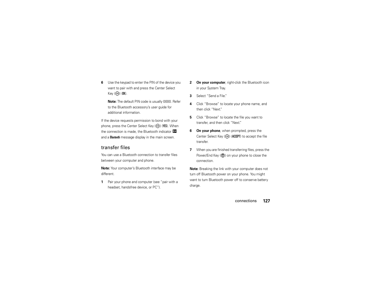Transfer files | Motorola ADVENTURE V750 User Manual | Page 129 / 334