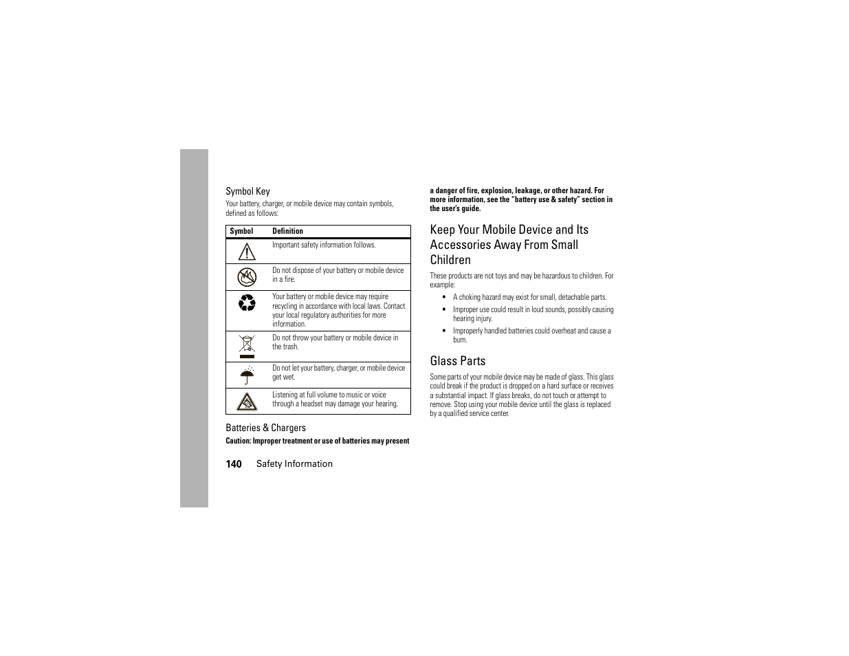 Glass parts | Motorola ADVENTURE V750 User Manual | Page 142 / 334