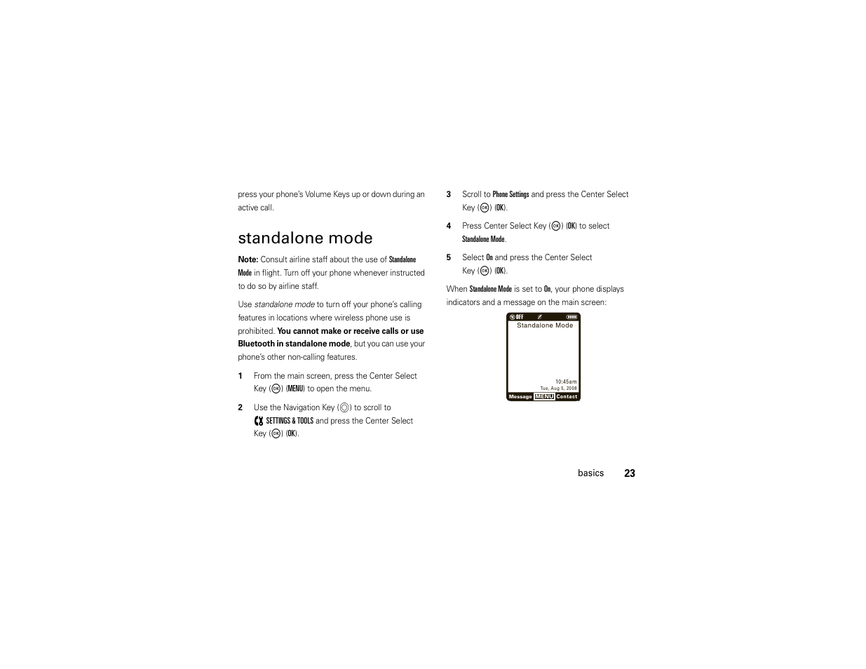 Standalone mode | Motorola ADVENTURE V750 User Manual | Page 25 / 334