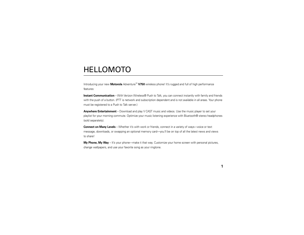 Hellomoto | Motorola ADVENTURE V750 User Manual | Page 3 / 334