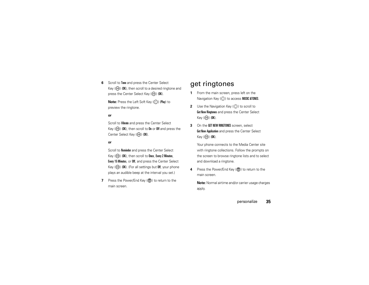 Get ringtones | Motorola ADVENTURE V750 User Manual | Page 37 / 334