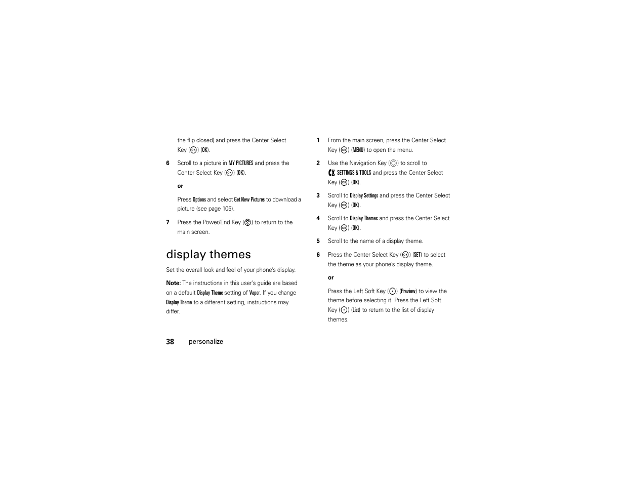 Display themes | Motorola ADVENTURE V750 User Manual | Page 40 / 334