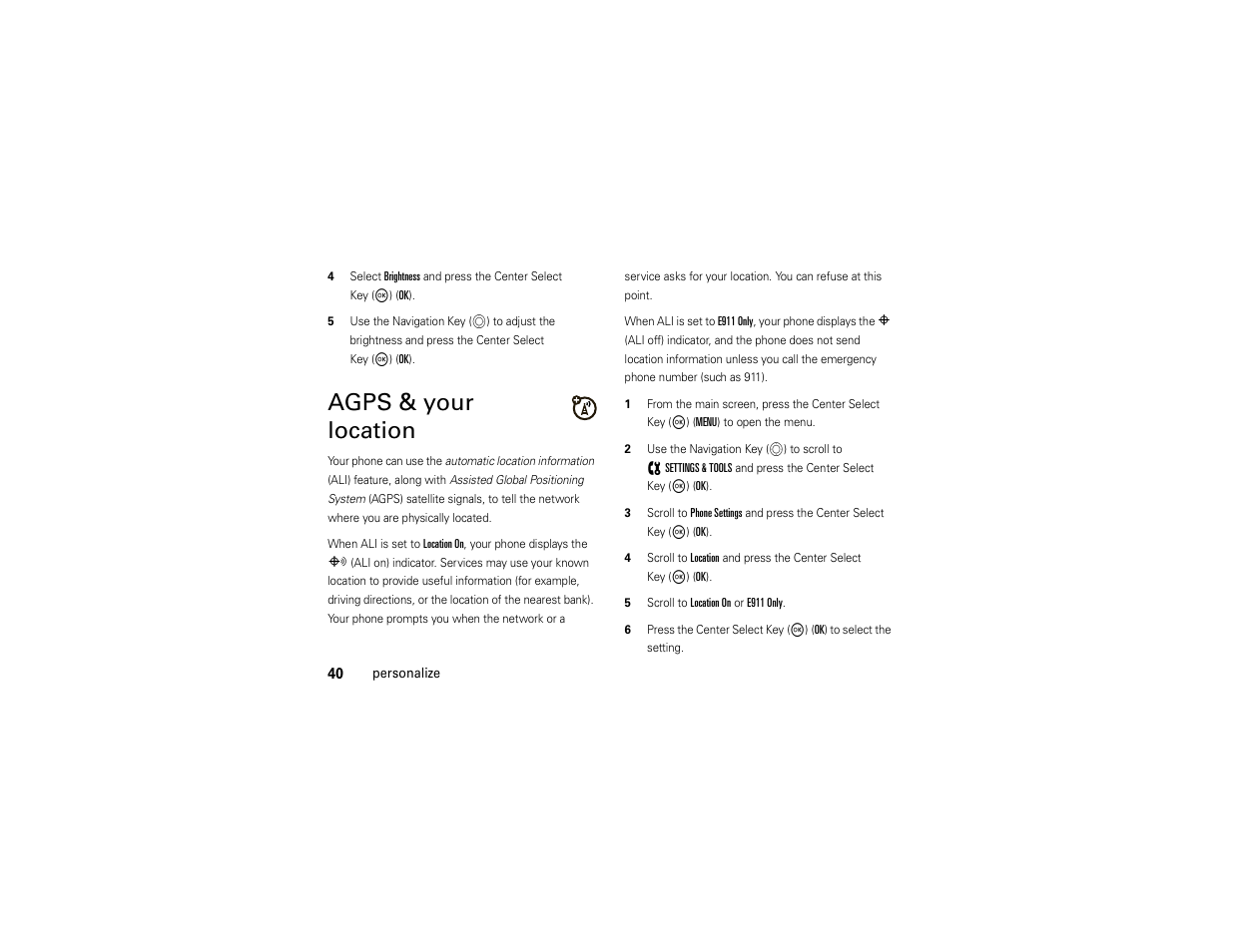 Agps & your location | Motorola ADVENTURE V750 User Manual | Page 42 / 334