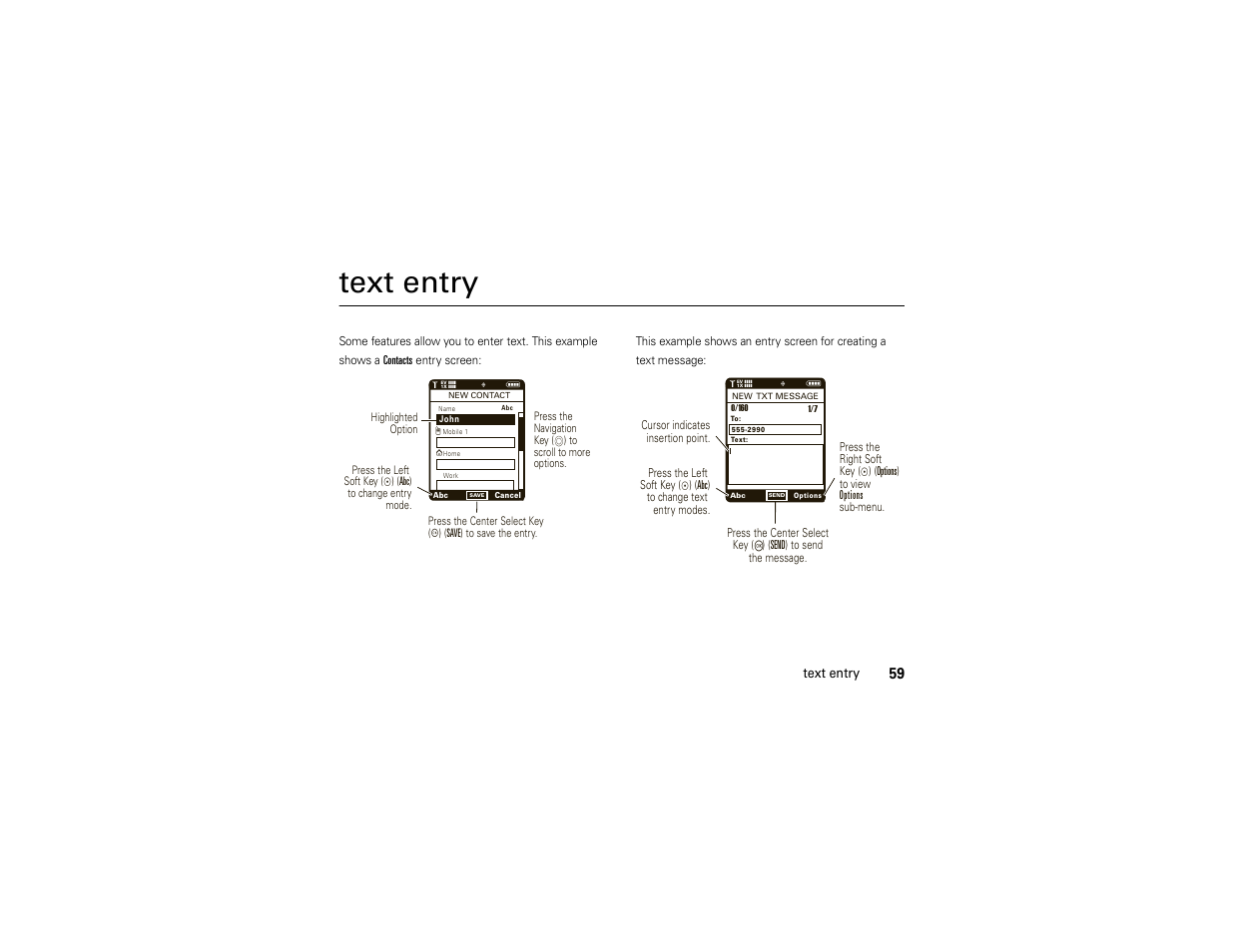 Text entry | Motorola ADVENTURE V750 User Manual | Page 61 / 334