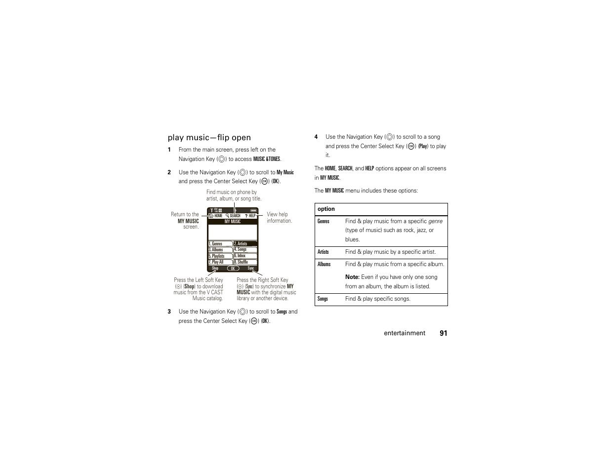 Play music—flip open | Motorola ADVENTURE V750 User Manual | Page 93 / 334