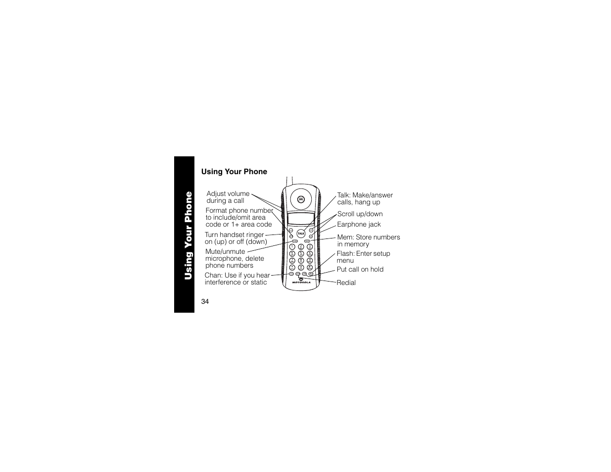 Using y o ur phone | Motorola MA357 User Manual | Page 36 / 60