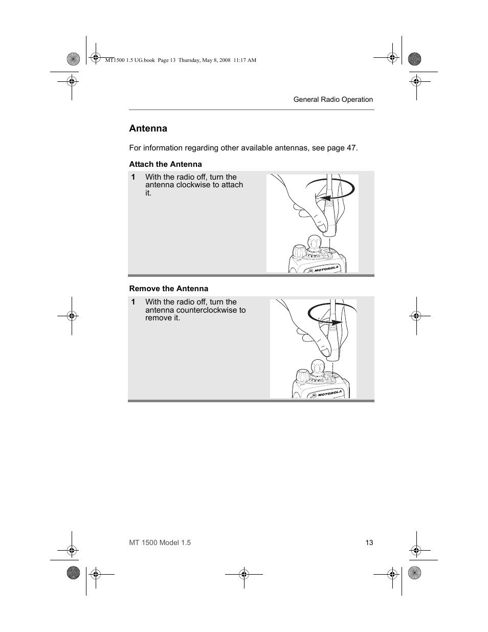 Antenna | Motorola MT 1500 User Manual | Page 25 / 82