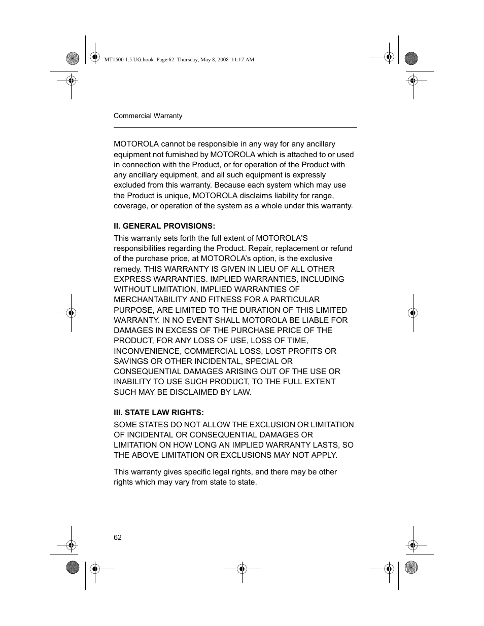 Motorola MT 1500 User Manual | Page 74 / 82