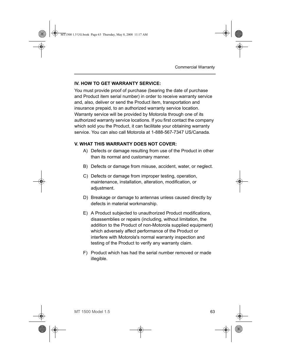 Motorola MT 1500 User Manual | Page 75 / 82