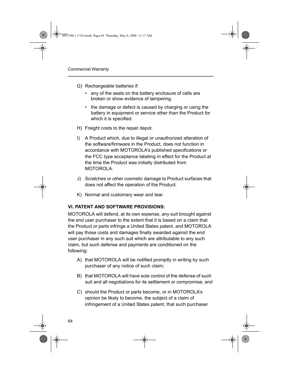 Motorola MT 1500 User Manual | Page 76 / 82