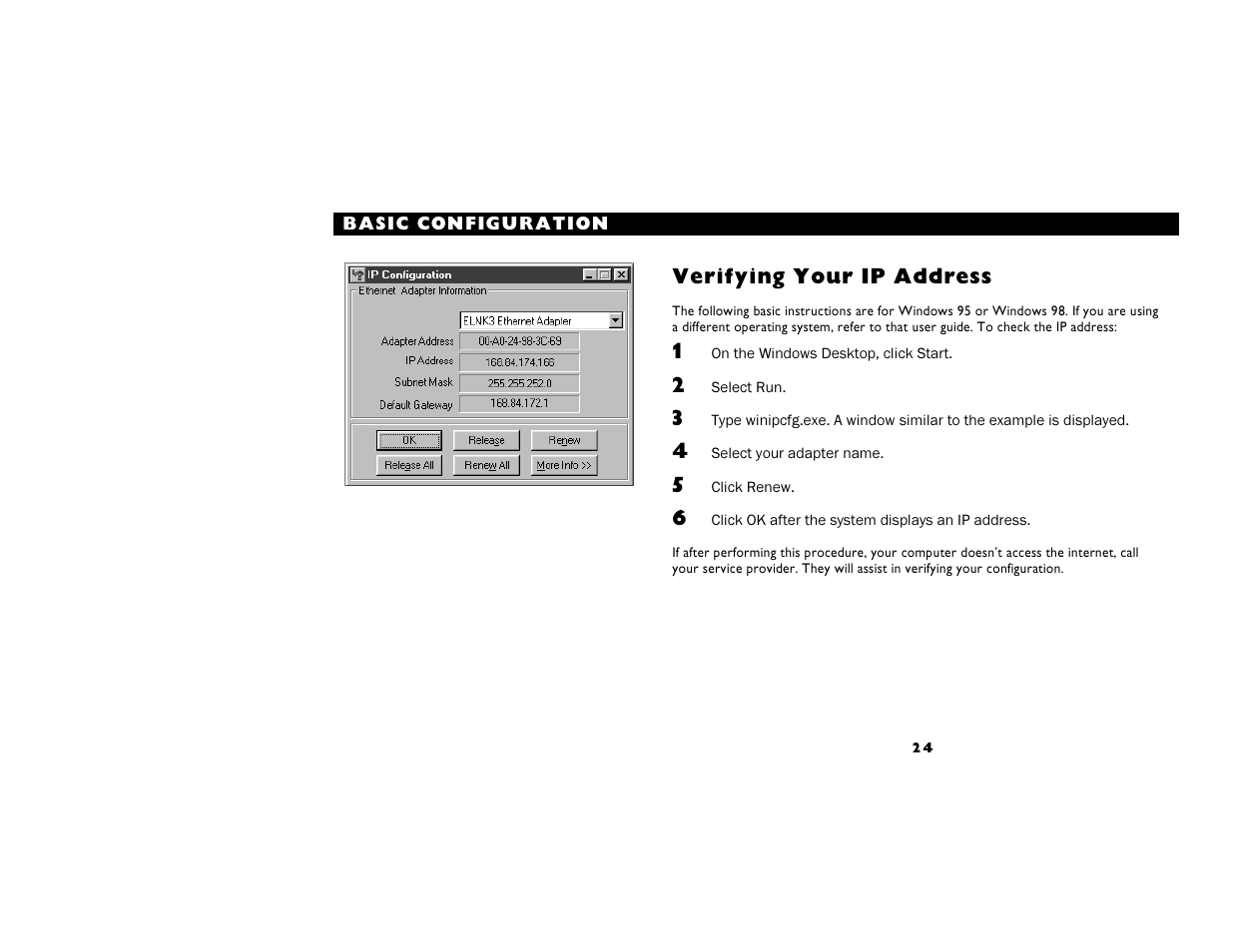 Verifying your ip address | Motorola CG4500 User Manual | Page 29 / 36