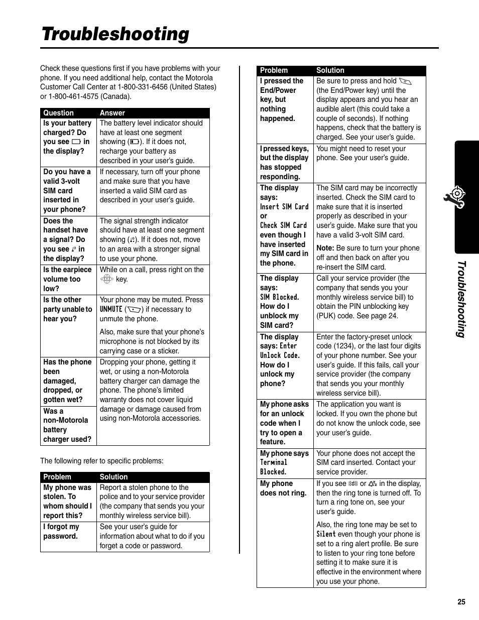 Troubleshooting, Troubl eshooti ng | Motorola C350 User Manual | Page 26 / 30