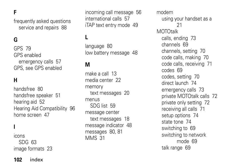 Motorola H76XAH6JR7BN User Manual | Page 106 / 110