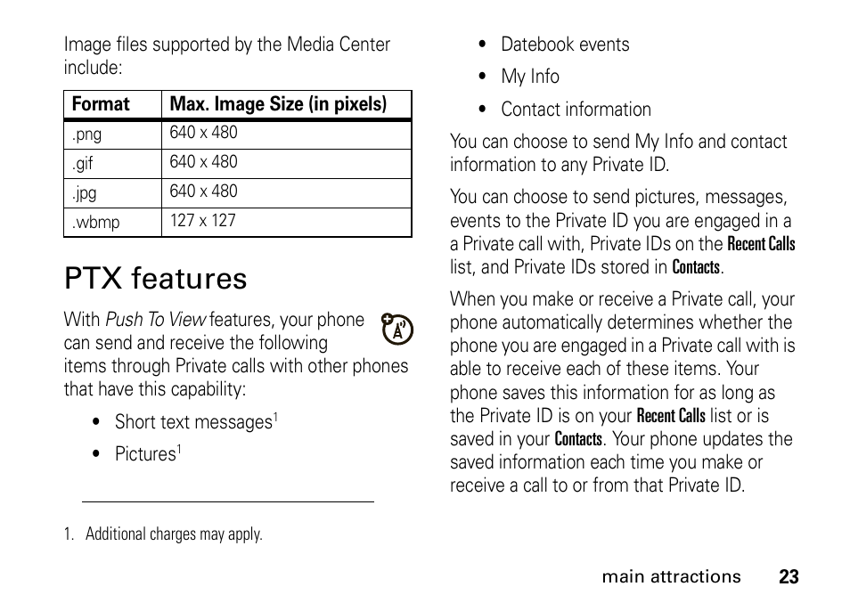 Ptx features | Motorola H76XAH6JR7BN User Manual | Page 27 / 110