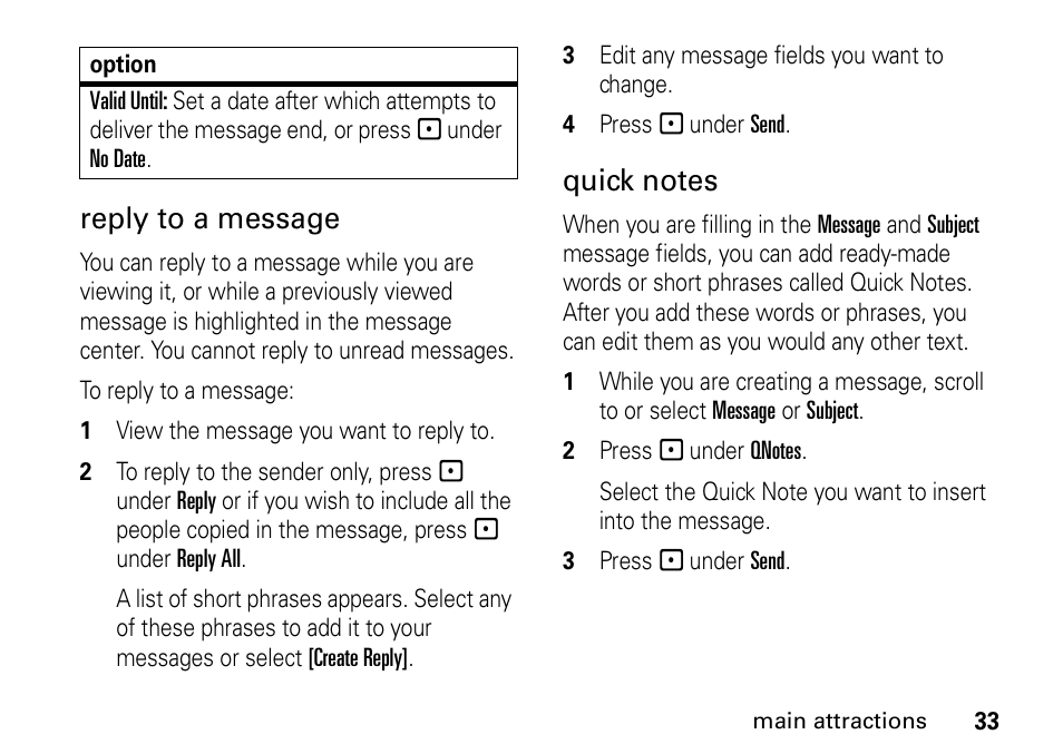 Reply to a message | Motorola H76XAH6JR7BN User Manual | Page 37 / 110