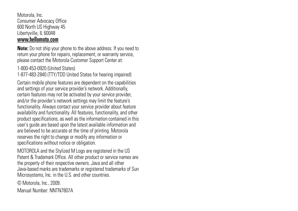 Motorola H76XAH6JR7BN User Manual | Page 4 / 110