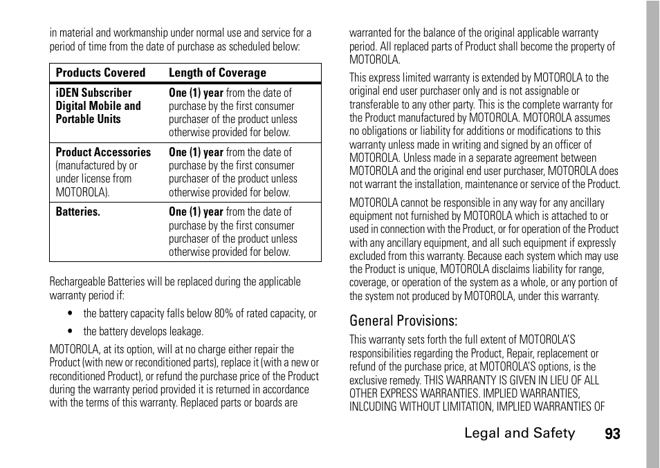 General provisions | Motorola H76XAH6JR7BN User Manual | Page 97 / 110