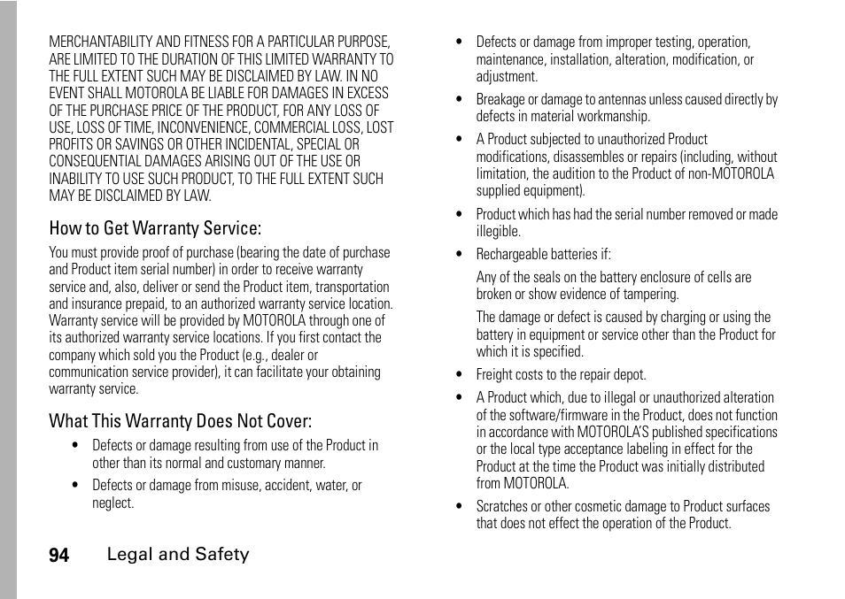 Motorola H76XAH6JR7BN User Manual | Page 98 / 110