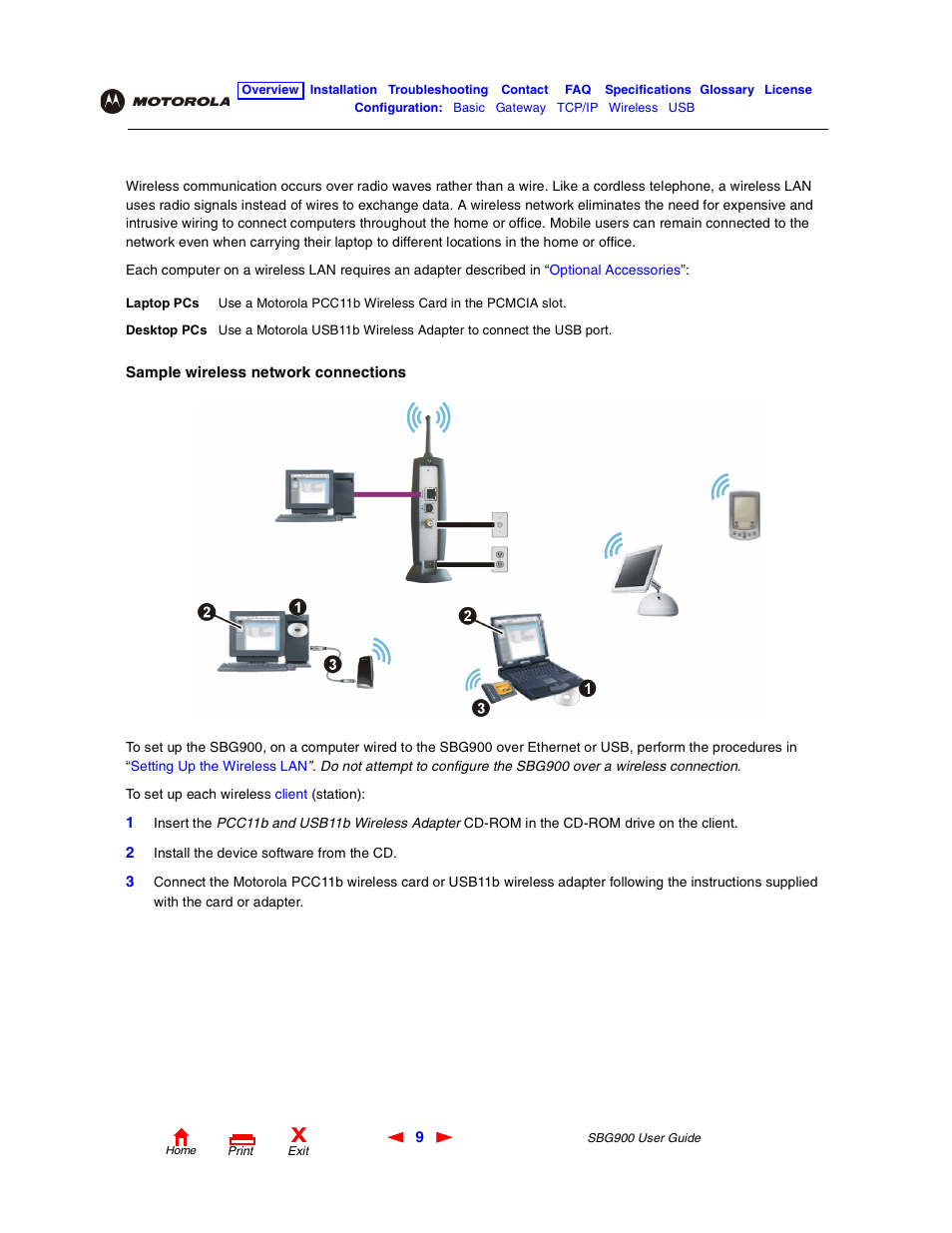 Wireless lan | Motorola SBG900 User Manual | Page 15 / 130