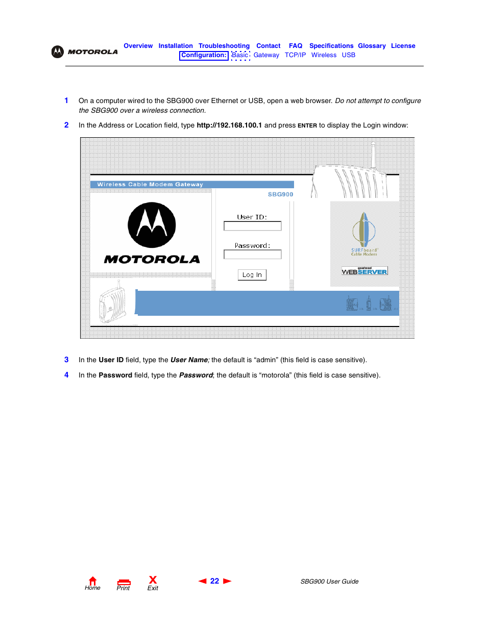 Starting the sbg900 setup program | Motorola SBG900 User Manual | Page 28 / 130