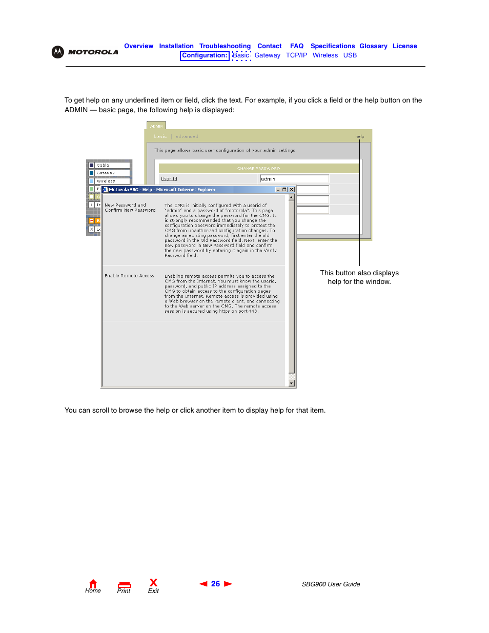 Getting help, Up program | Motorola SBG900 User Manual | Page 32 / 130