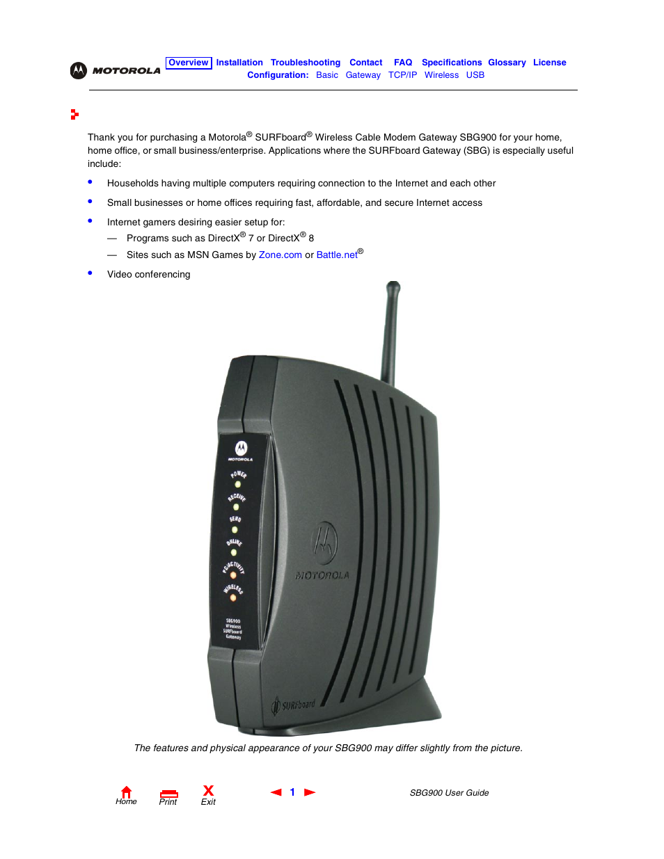 Overview | Motorola SBG900 User Manual | Page 7 / 130
