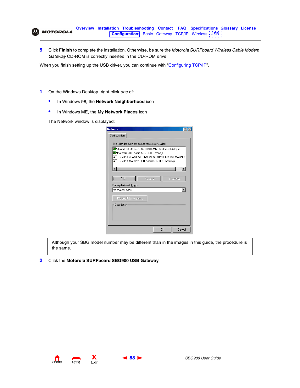 Removing the usb driver from windows 98 or, Windows me | Motorola SBG900 User Manual | Page 94 / 130