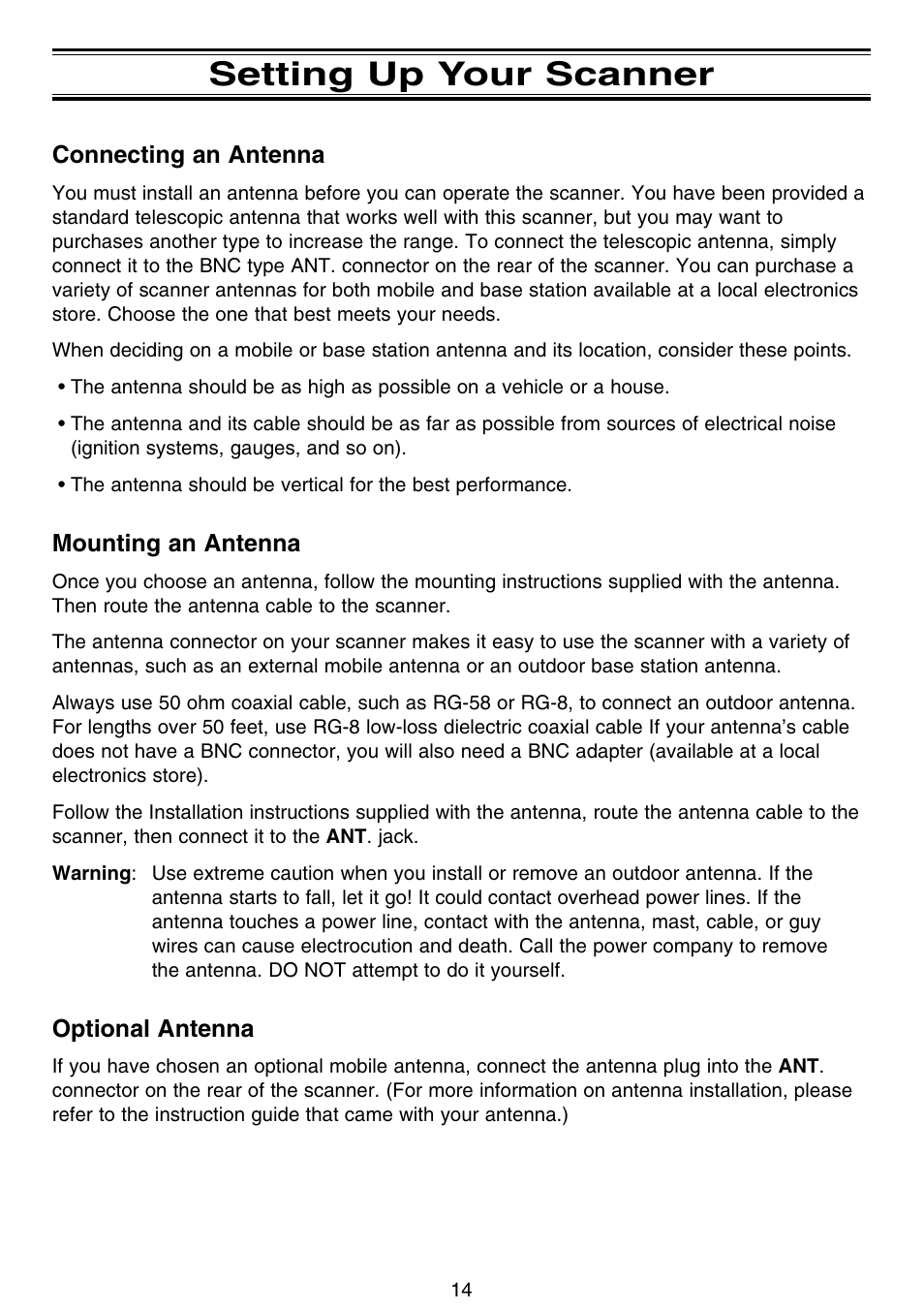 Setting up your scanner | Motorola BC796D User Manual | Page 20 / 84