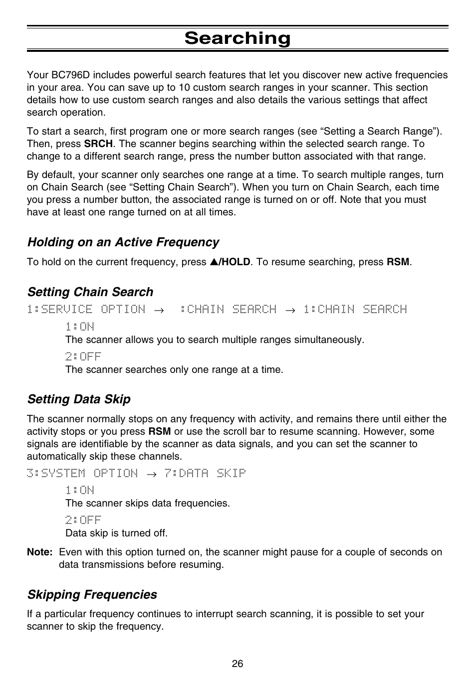 Searching | Motorola BC796D User Manual | Page 32 / 84