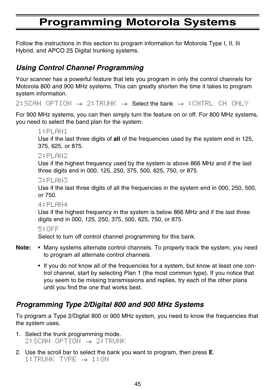 Programming motorola systems | Motorola BC796D User Manual | Page 51 / 84