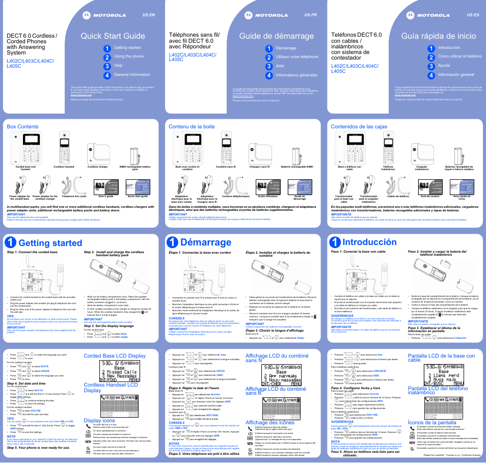 Motorola L404C User Manual | 2 pages