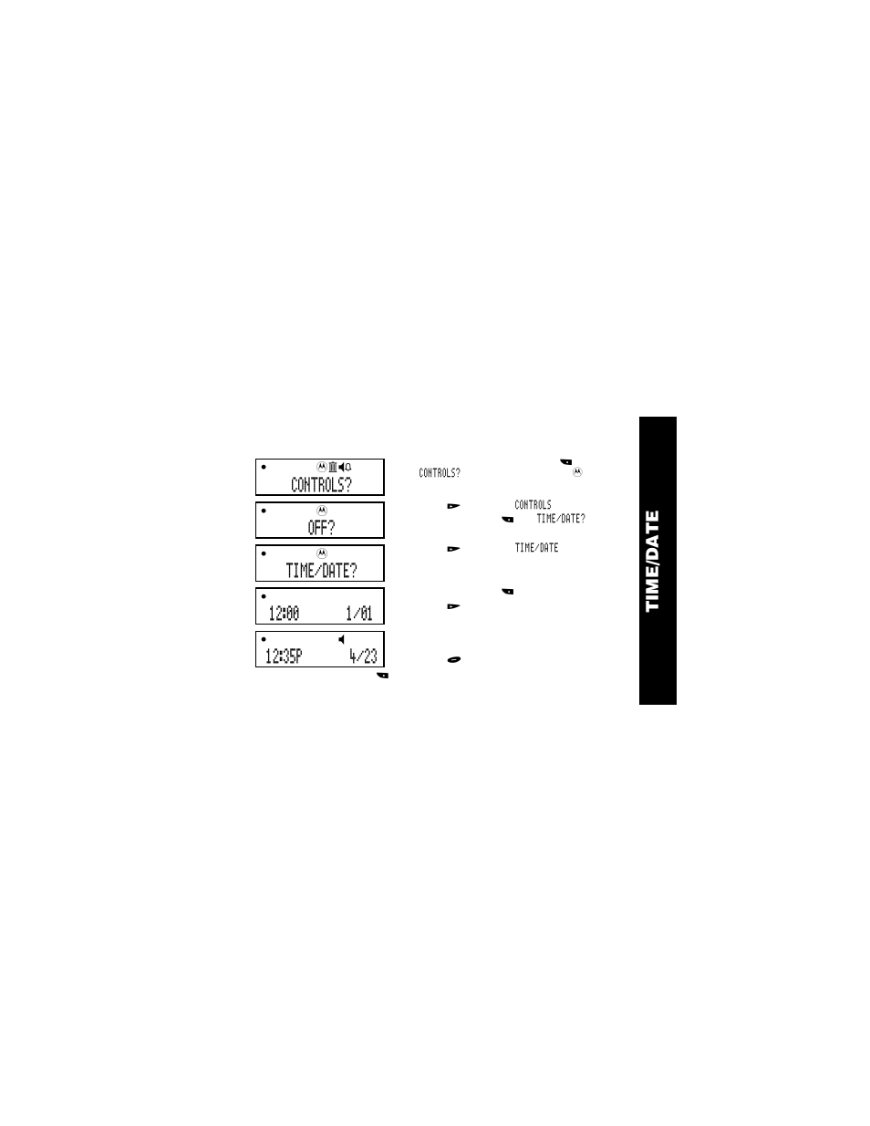 Setting the time and date, Controls, Time/date | Motorola WORDline  EN User Manual | Page 11 / 34