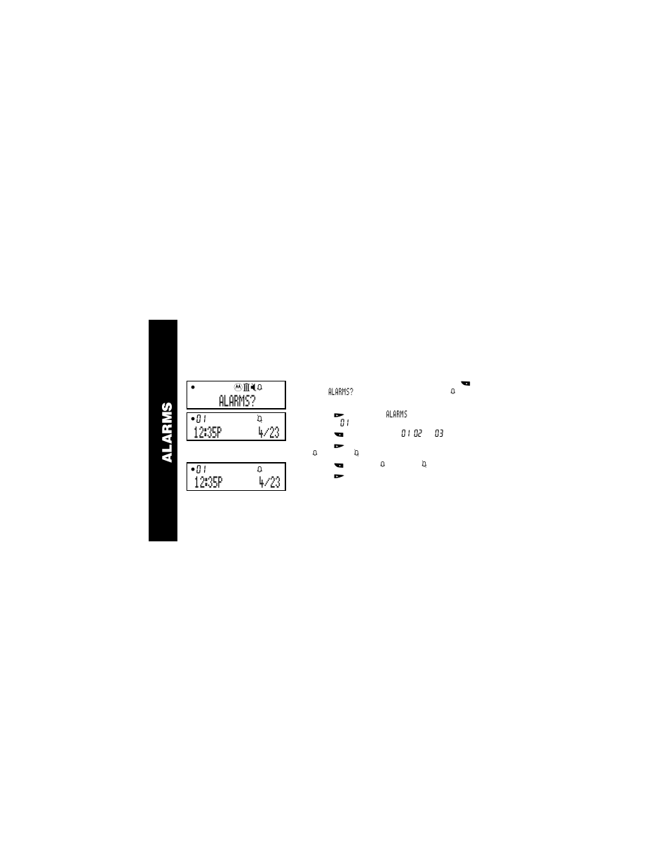 Setting the alarm, Alarms | Motorola WORDline  EN User Manual | Page 14 / 34