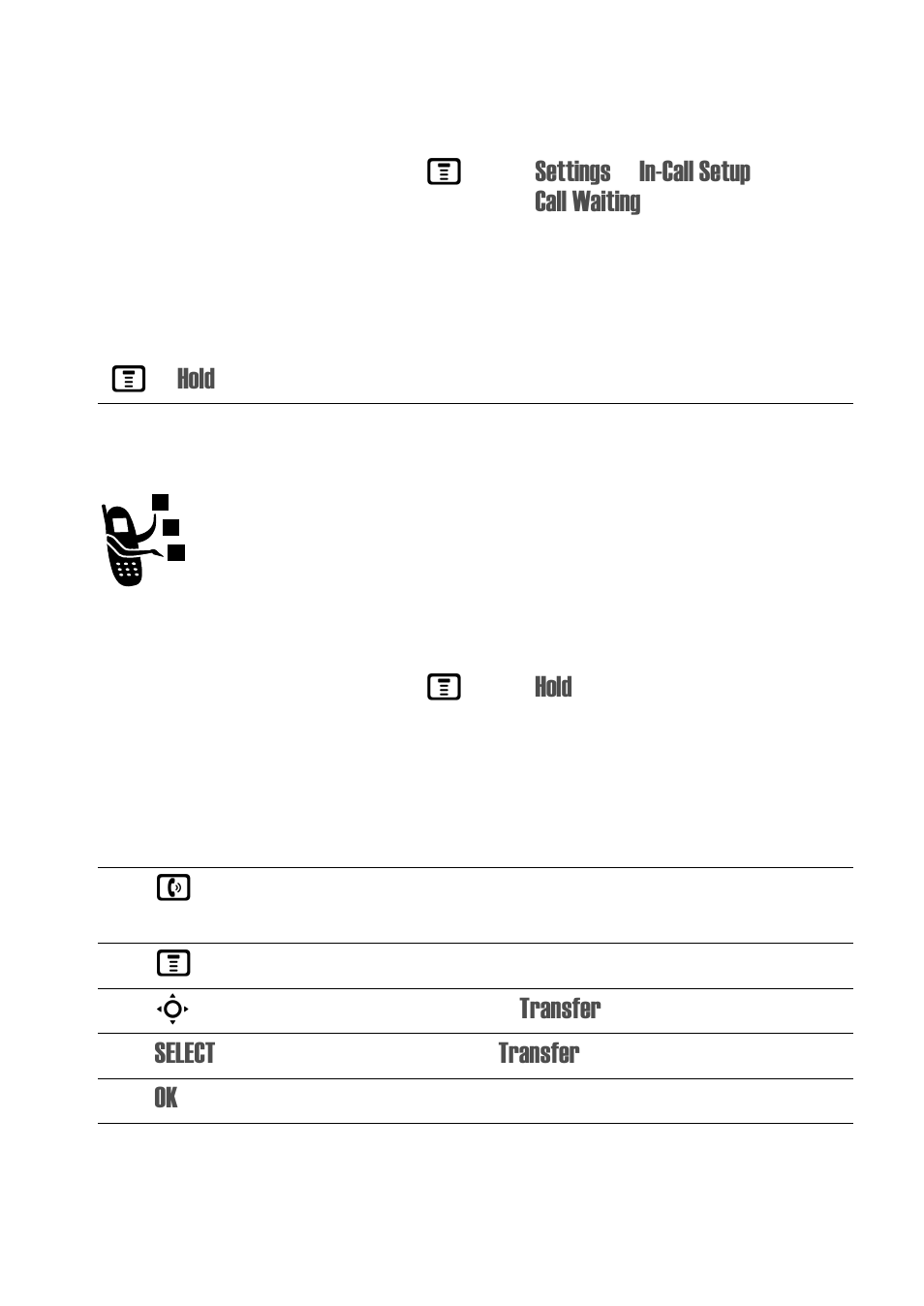 Putting a call on hold, Transferring a call, Putting a call on hold transferring a call | Announce the call transfer | Motorola C975 3G User Manual | Page 67 / 95